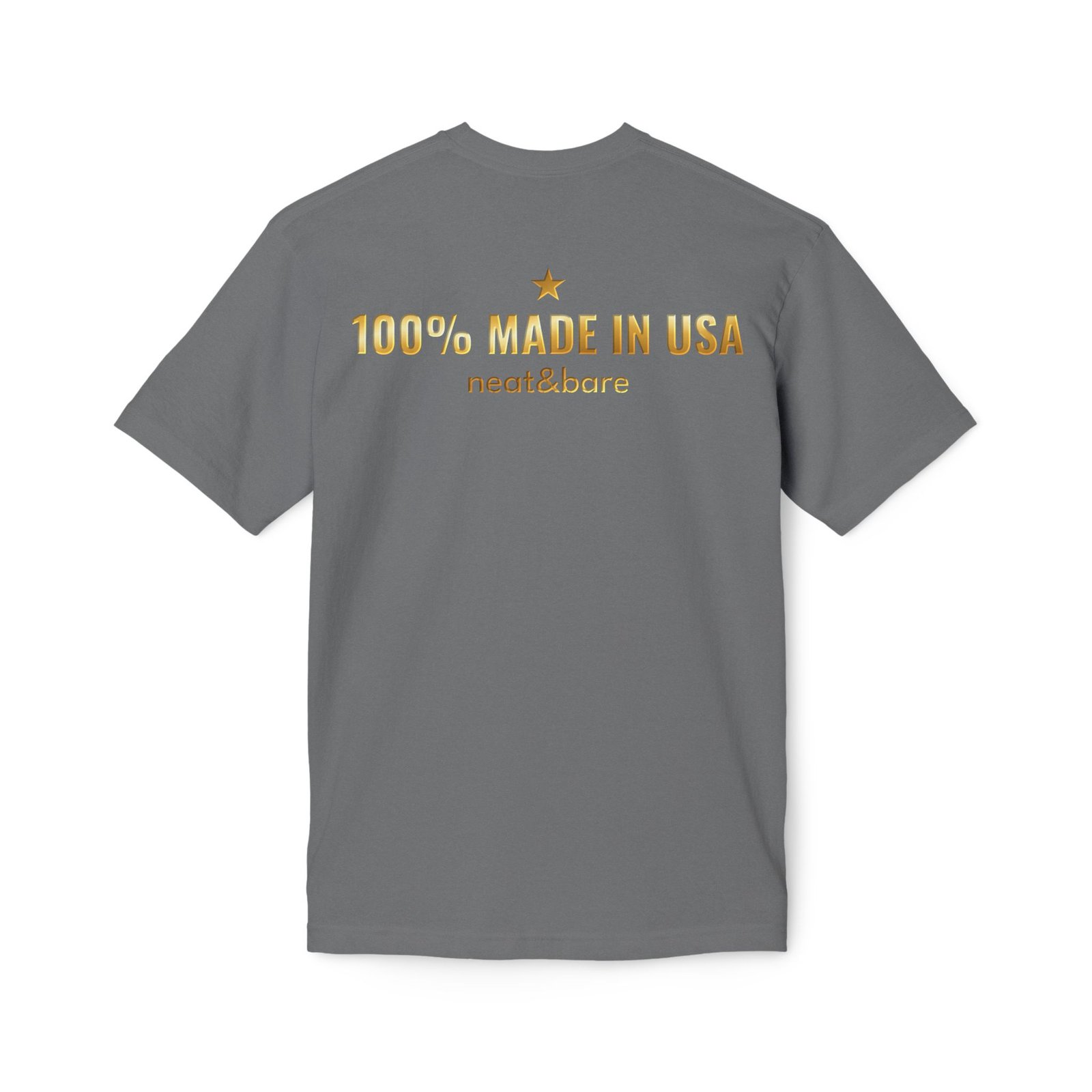100% Made in USA - Gold Back Graphic - Neat&Bare T-Shirt - Bayside - Image 4