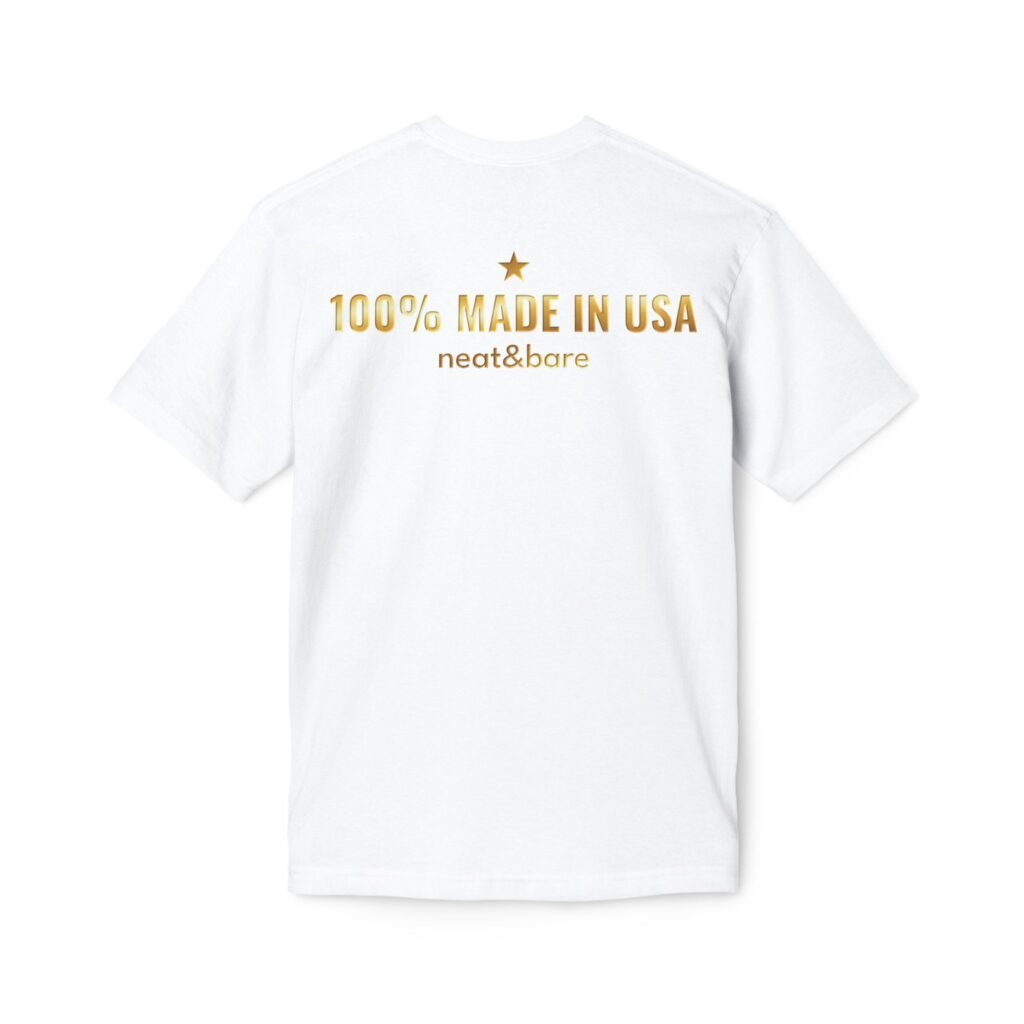 100% Made in USA - Gold Back Graphic - Neat&Bare T-Shirt - Bayside